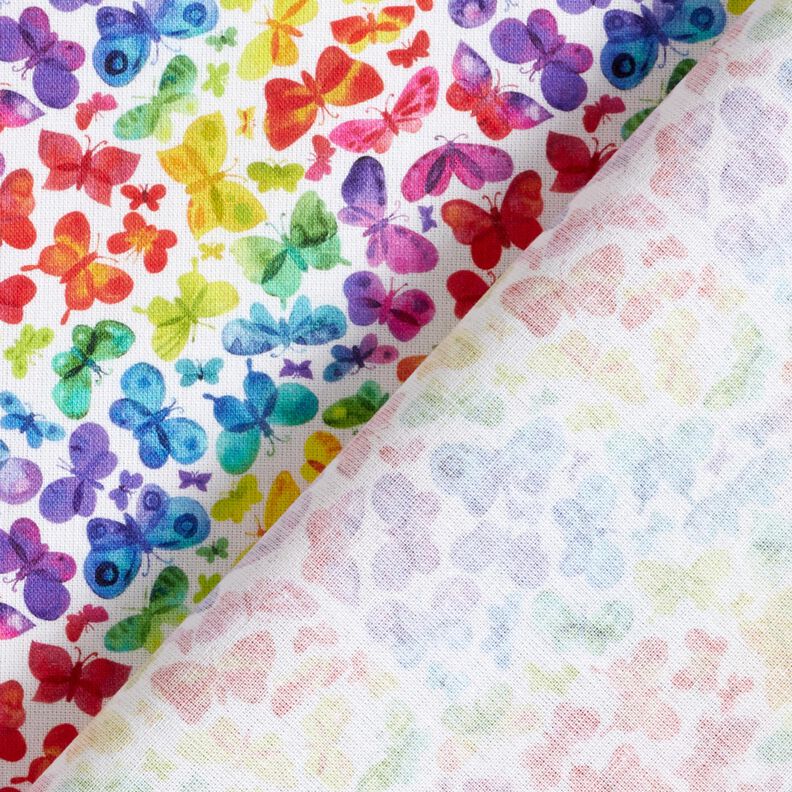 Cotton Poplin Rainbow Butterflies Digital Print – white/colour mix,  image number 4