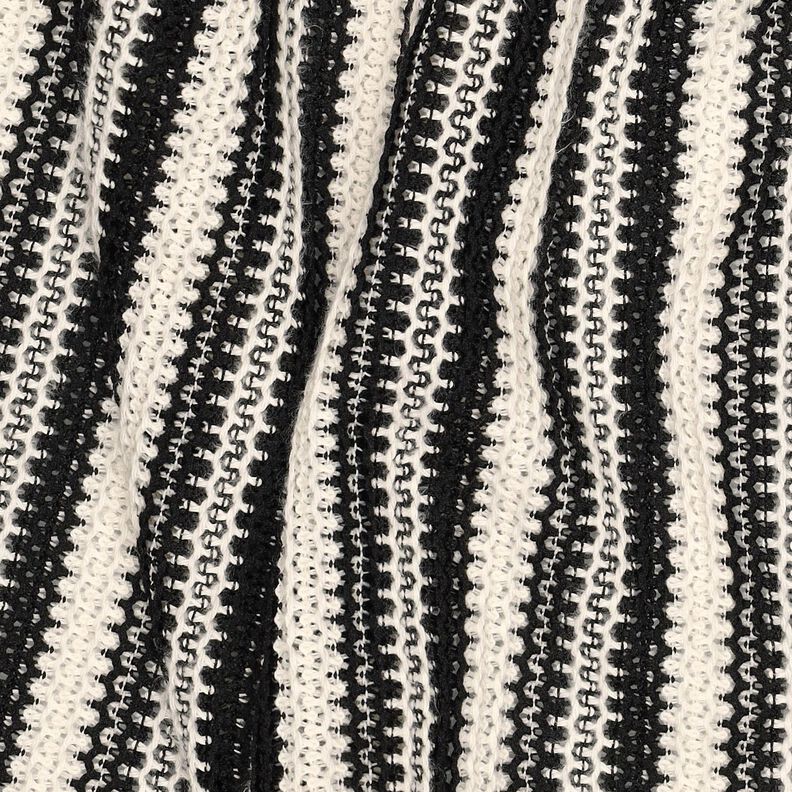 Knit Fabric Stripes| Poppy Fabrics – black/offwhite,  image number 2