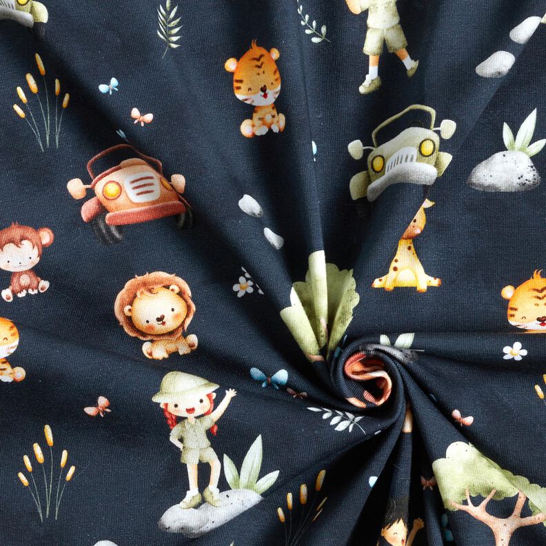 Cotton Jersey Safari digital print – midnight blue/pastel green, image number 3