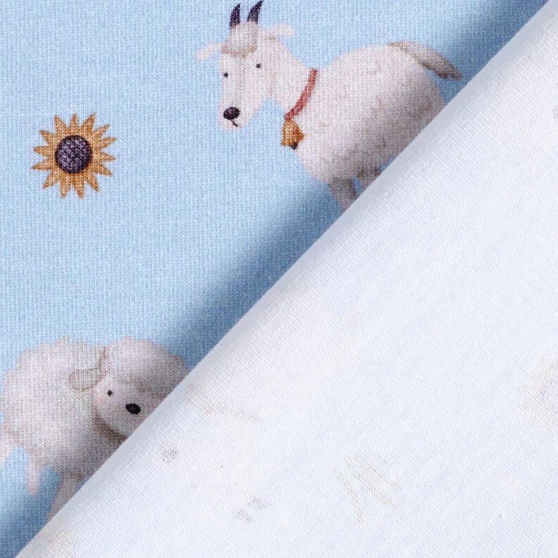 Cotton Jersey Sheep and goats Digital Print – light blue, image number 4