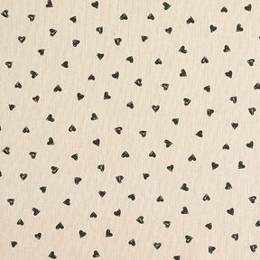 Decor Fabric Half Panama little hearts – black/natural, 