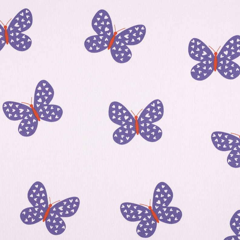 Brushed Sweatshirt Fabric Big Butterflies | Poppy Fabrics – pastel mauve/blue lilac,  image number 1