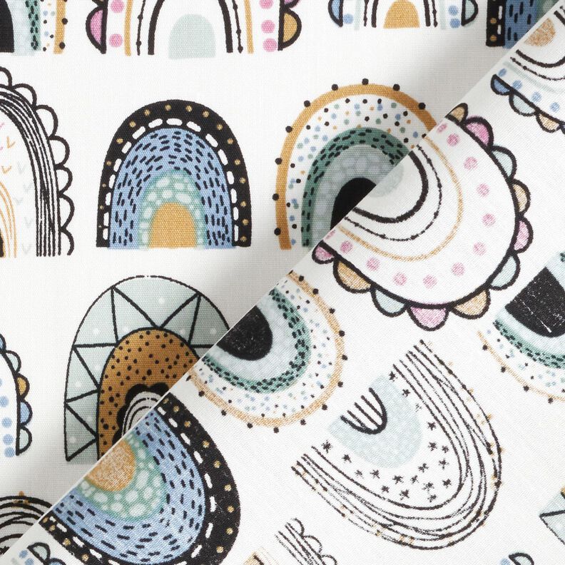 Cotton Poplin squiggly rainbows – white, image number 4