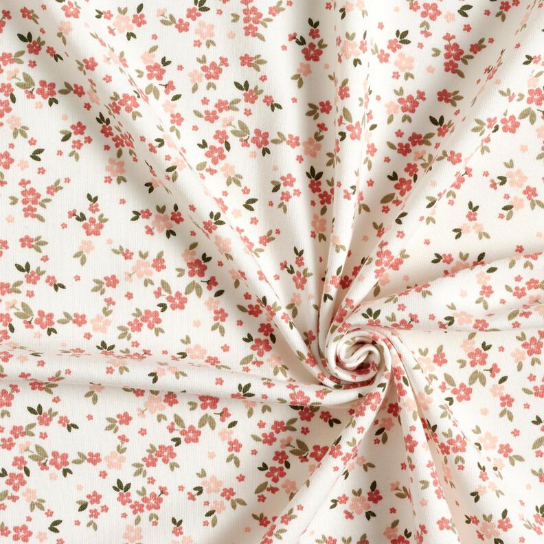 Cotton Jersey pink flowers – ivory, image number 3