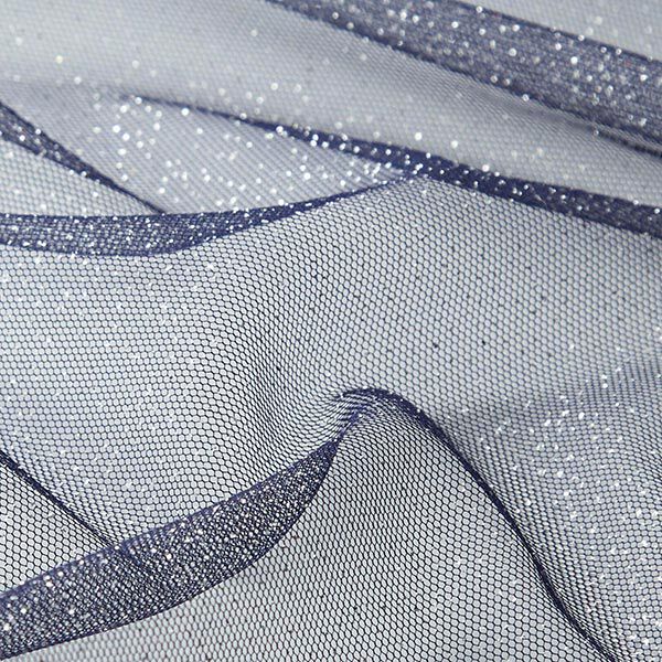 Royal Glitter Tulle – navy blue/silver,  image number 2
