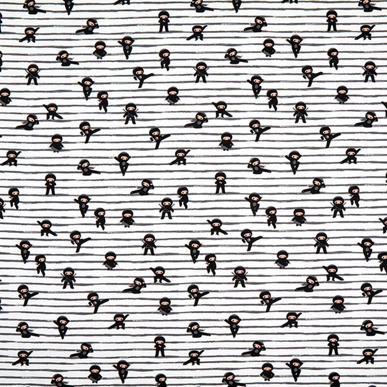 Cotton Jersey Stripe Ninjas  – white,  image number 1