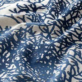 Decor Fabric Half Panama fine corals – navy blue/natural, 