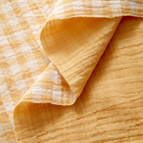 Double Gauze/Muslin Yarn dyed gingham – antique gold/white, 