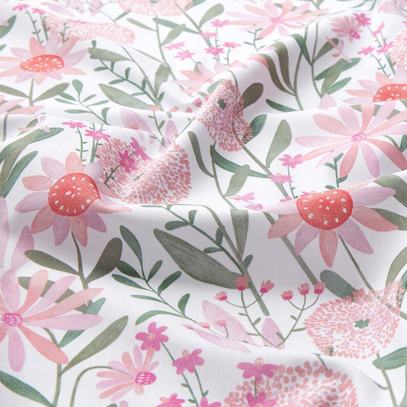 Cotton Poplin large meadow flowers Digital Print | Poppy Fabrics – white,  image number 2