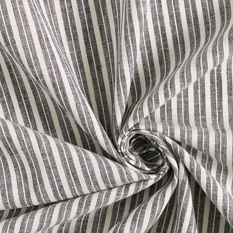Linen Cotton Blend Wide Stripes – black/offwhite,  image number 3