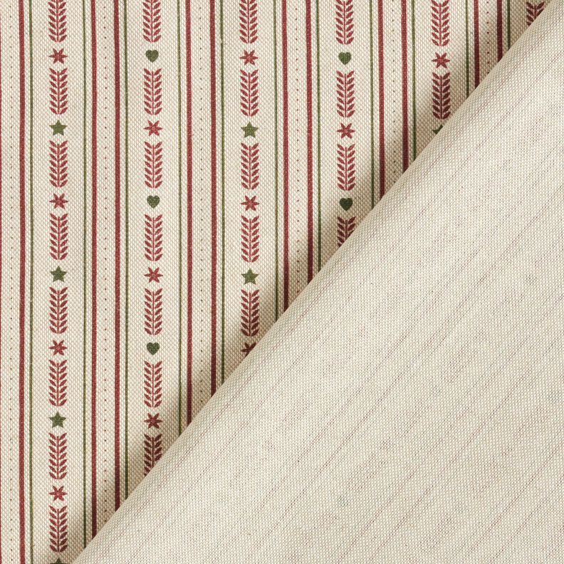 Decor Fabric Half Panama stripes with stars – natural/burgundy, image number 4