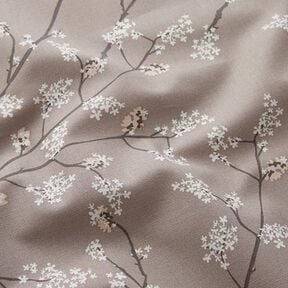 Decor Fabric Half Panama Flowering Branches – taupe, 