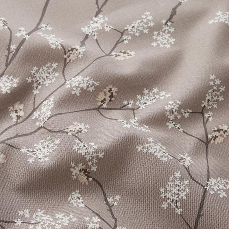 Decor Fabric Half Panama Flowering Branches – taupe,  image number 2