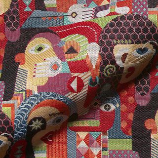 Abstract Faces Decor Tapestry Fabric – black, 