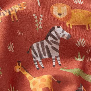 Cotton Poplin jungle animals Digital Print – terracotta, 