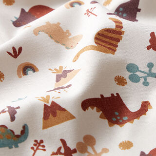 Cotton Cretonne dinosaurs – offwhite/brown, 