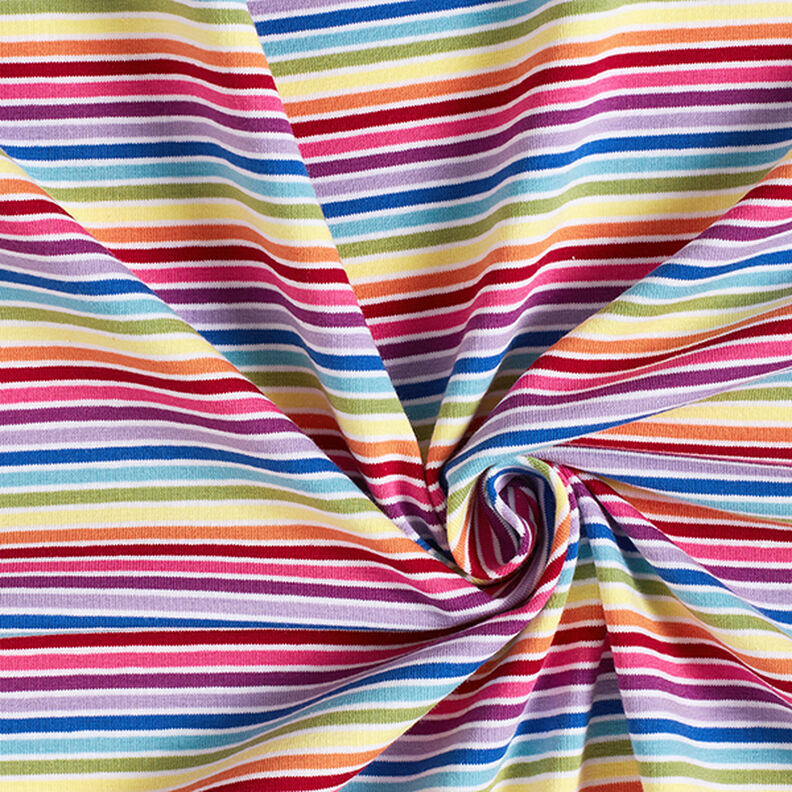 Cotton Jersey Rainbow Stripes – white/colour mix,  image number 3