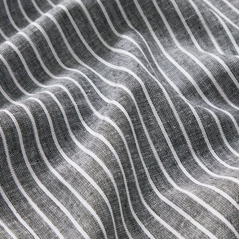 Linen Cotton Blend broad stripes – black/white,  image number 2