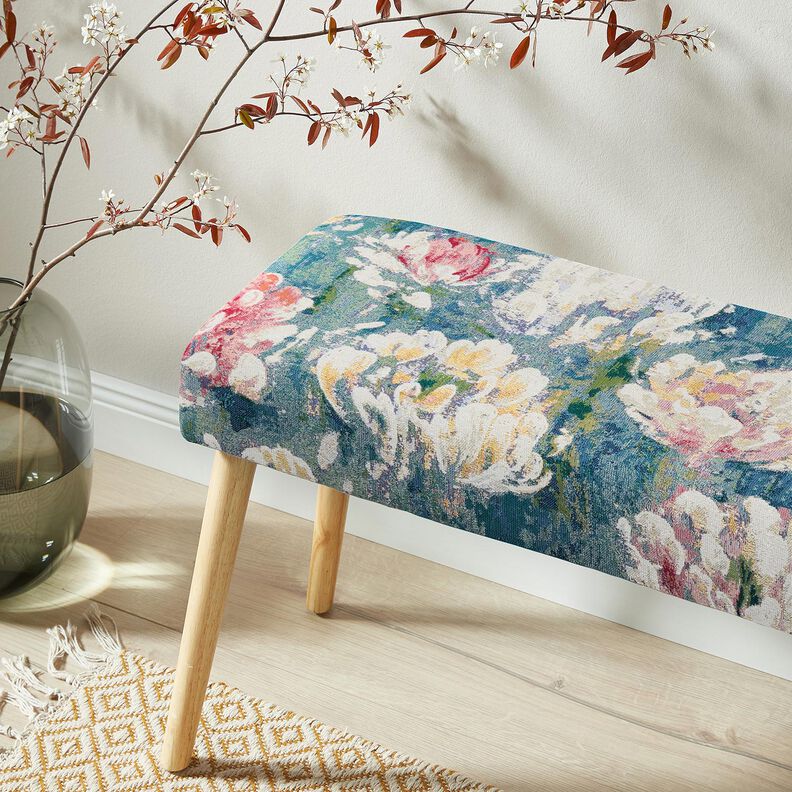 Decor Fabric Tapestry Fabric Water Lilies – light beige/green, image number 6