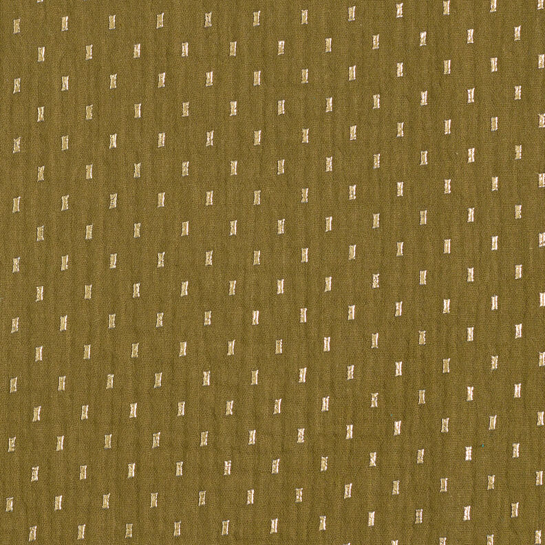 Double Gauze/Muslin Foil Print Boxes – dark olive/gold,  image number 1