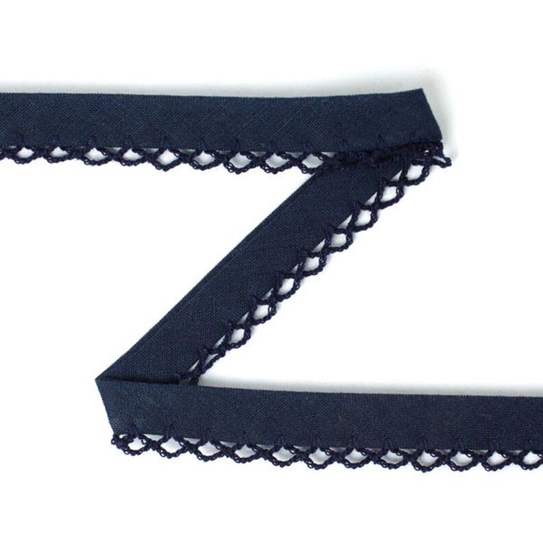 Bias Tape with Crochet Trim 18 – navy,  image number 1