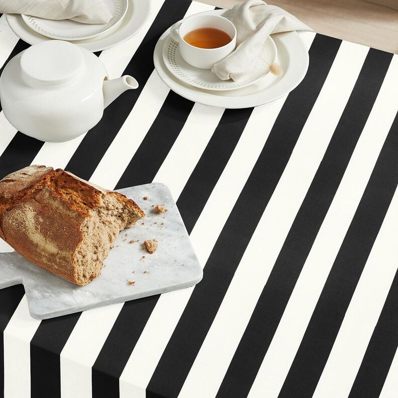 Decor Fabric Canvas cheerful stripes – black/white,  image number 7