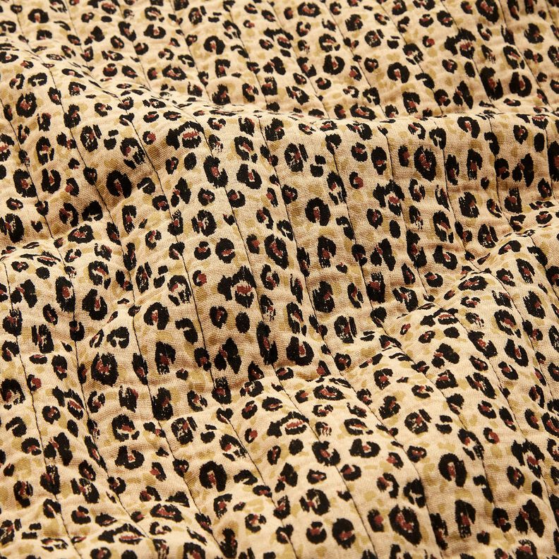 Muslin Quilted Fabric Leopard Print – beige/black, image number 3