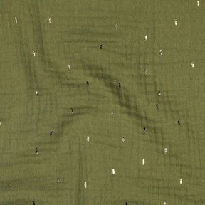 Double Gauze/Muslin Rectangle Foil Print | Poppy Fabrics – pine/metallic gold, 