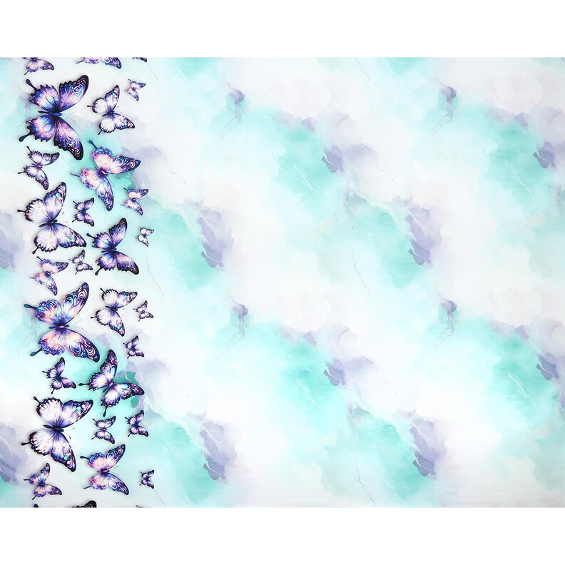 Cotton Jersey Magical Fluttering Butterflies | Glitzerpüppi  – ice blue/lavender,  image number 5