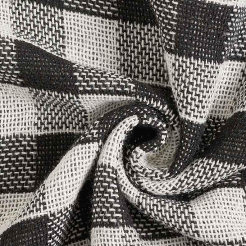 Coat fabric double weave check – black/white, image number 4