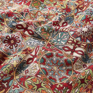 Decor Fabric Tapestry Fabric Intricate Ornaments – light beige/carmine, 