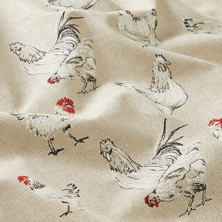 Decor Fabric Half Panama Chickens – natural, 