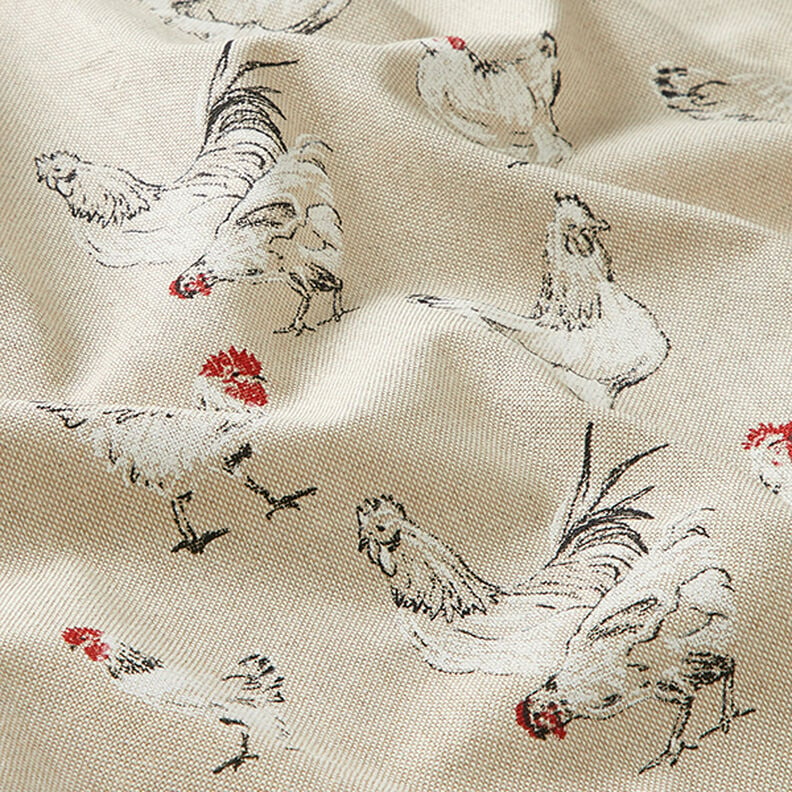 Decor Fabric Half Panama Chickens – natural,  image number 2