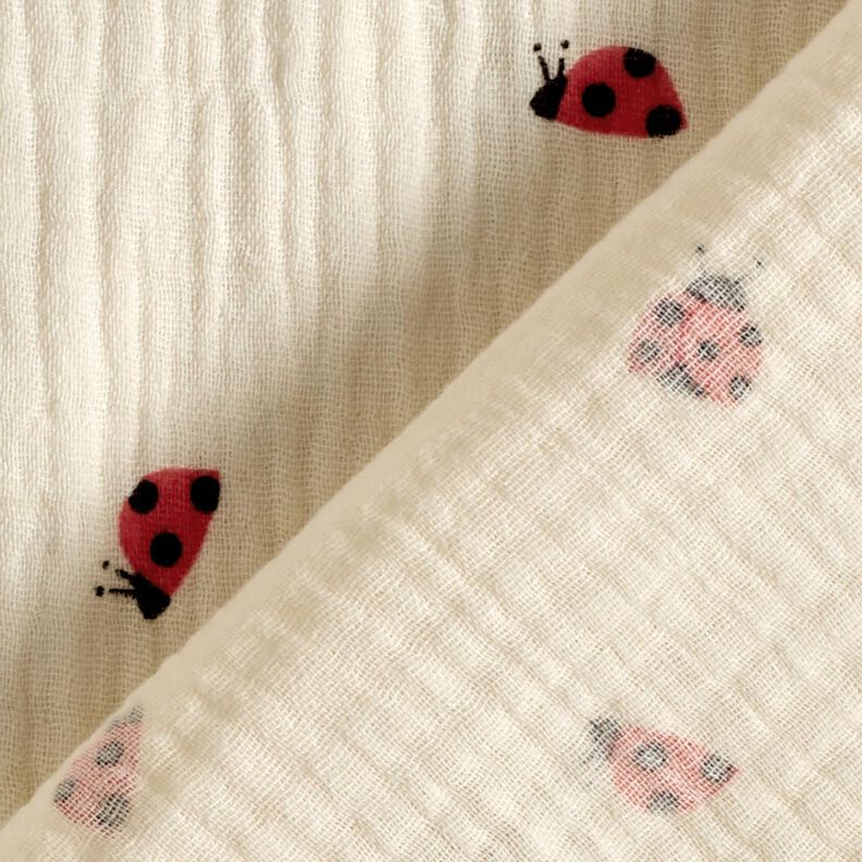 Double Gauze/Muslin cute ladybugs – offwhite,  image number 4