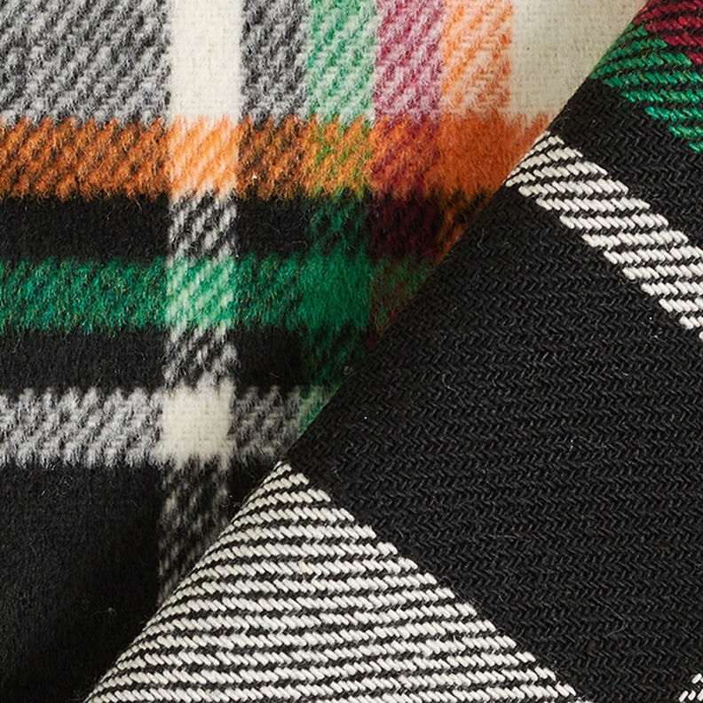 colourful checked coat fabric – black/white,  image number 4