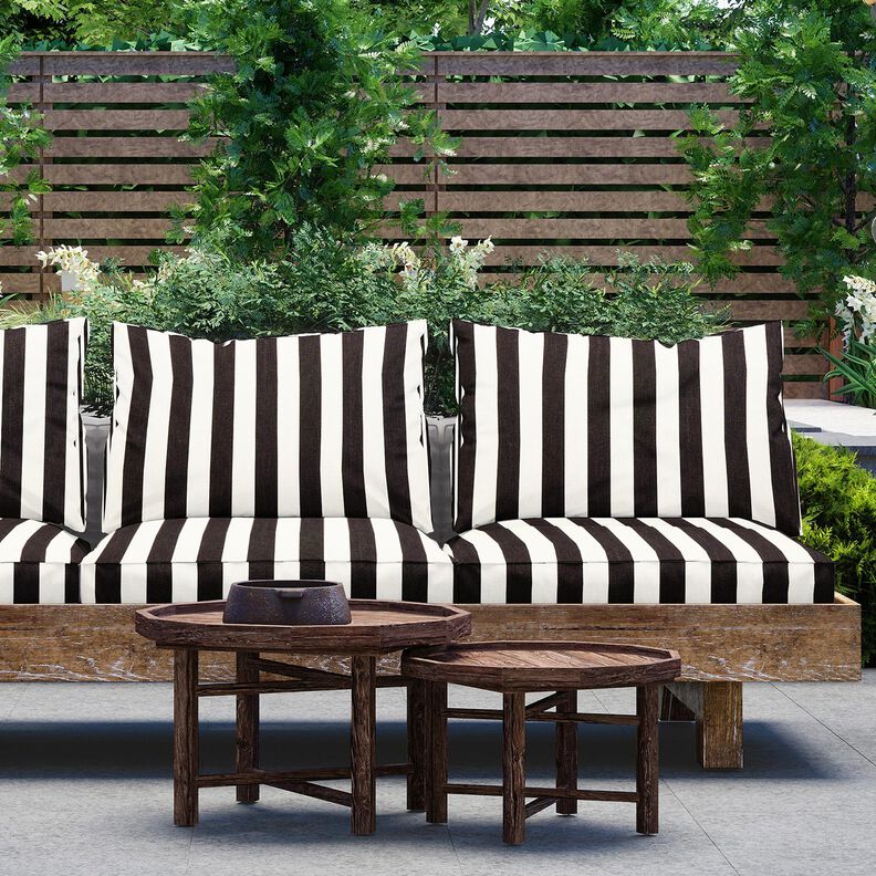 Outdoor Fabric Canvas Block Stripes – black/ivory,  image number 6