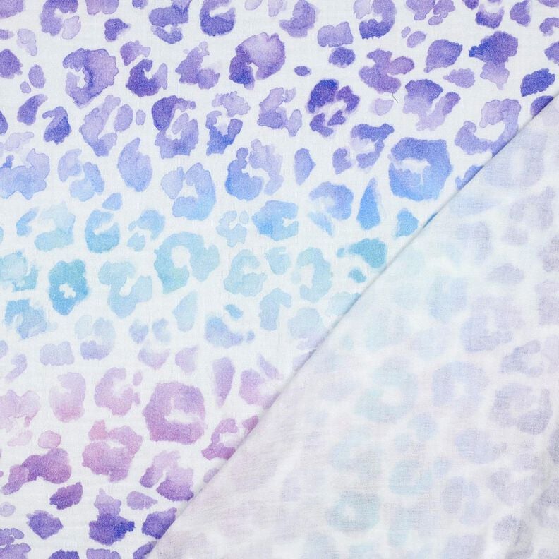 Double Gauze/Muslin Gradient Leopard Print Digital Print | Poppy Fabrics – white/blue lilac, image number 4