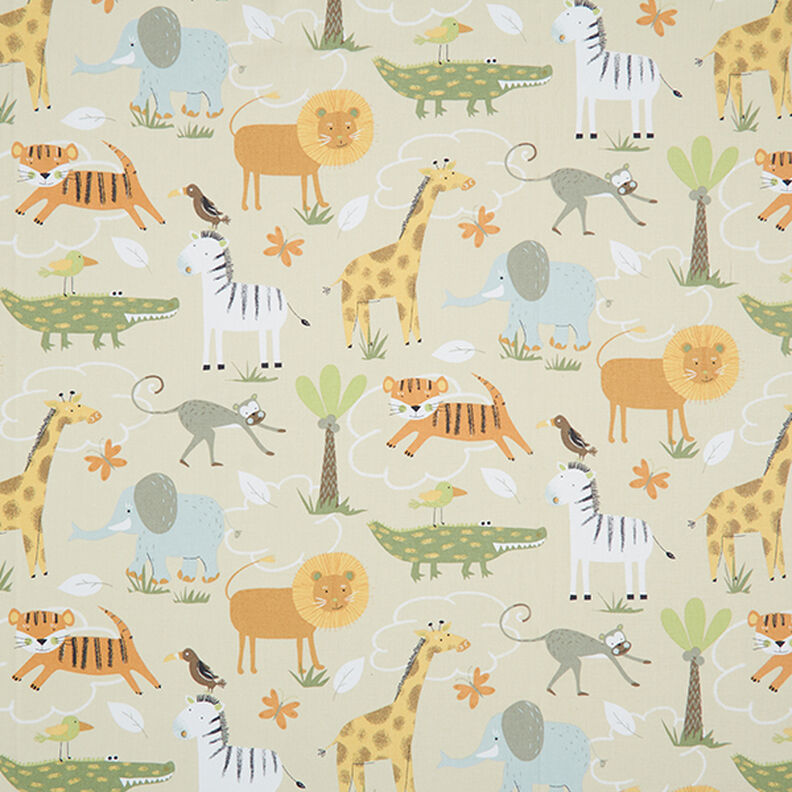 GOTS Cotton Cretonne Safari Animals – beige,  image number 1