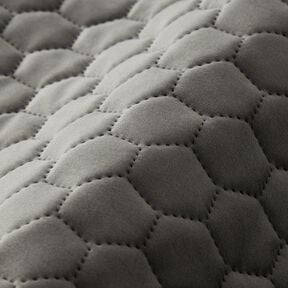 Upholstery Fabric Velvet Honeycomb Quilt – anthracite | Remnant 50cm, 