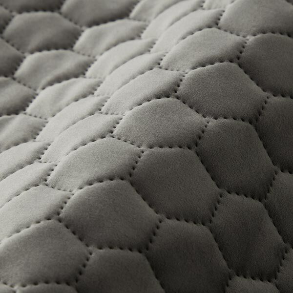 Upholstery Fabric Velvet Honeycomb Quilt – anthracite,  image number 2