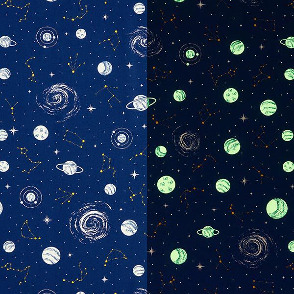 Decor Fabric Glow in the dark constellation – navy blue/light yellow,  image number 1