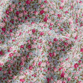 Cotton Poplin Sea of Roses – sky blue/light pink, 
