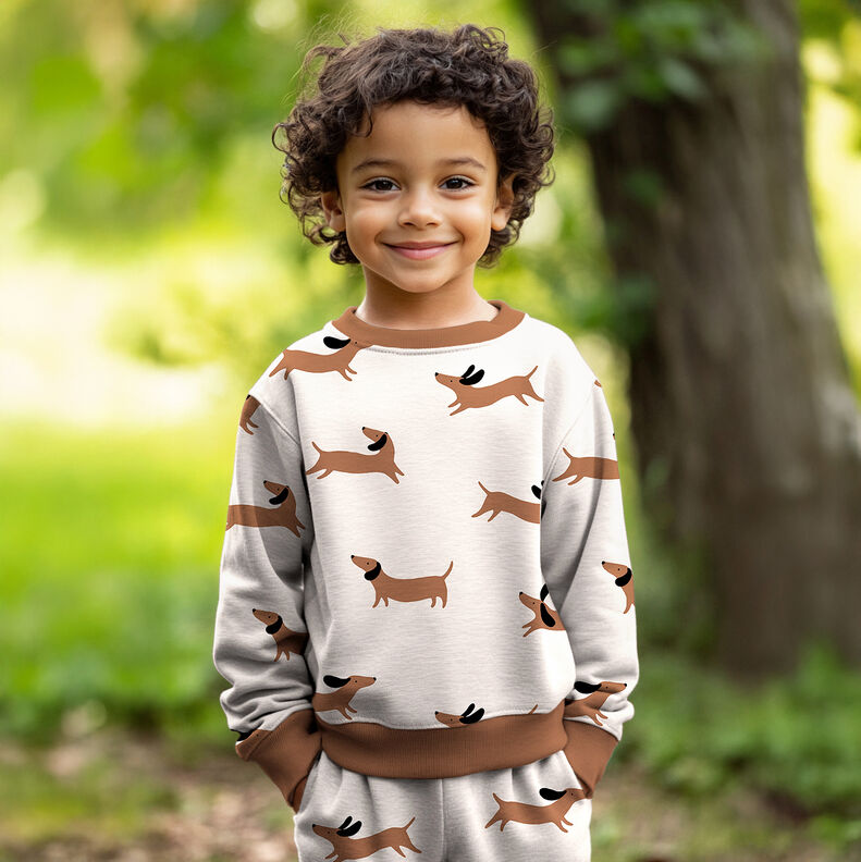 Brushed Sweatshirt Fabric happy dachshunds | Poppy Fabrics – ivory, image number 5