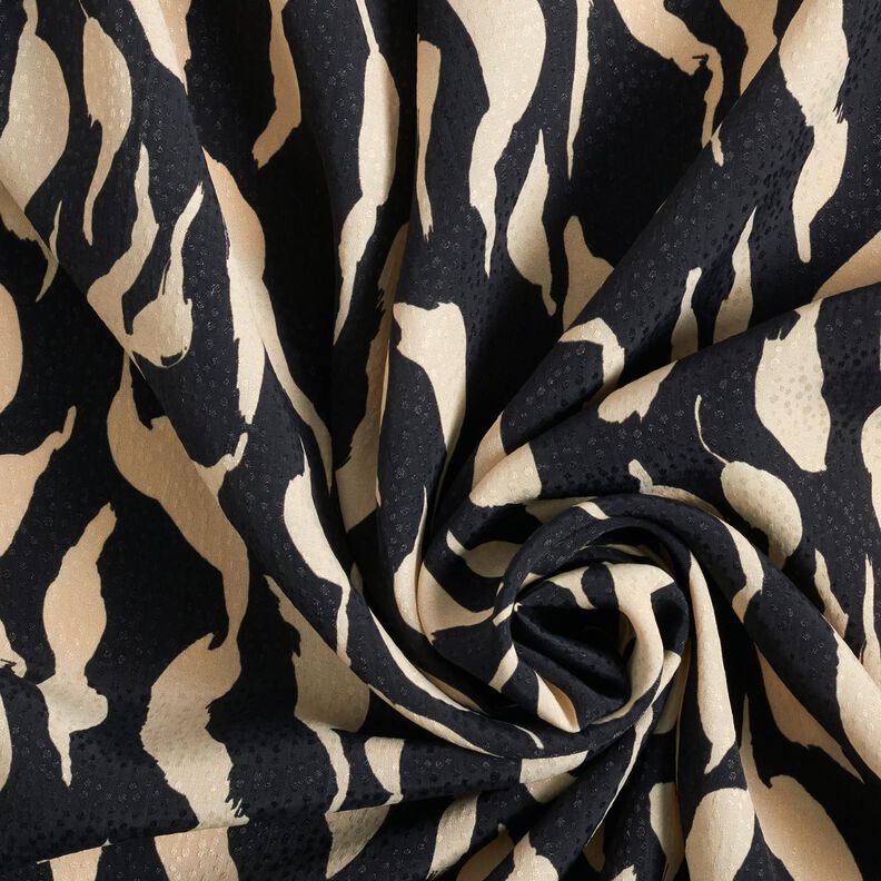 viscose fabric abstract zebra pattern – black/light beige,  image number 3