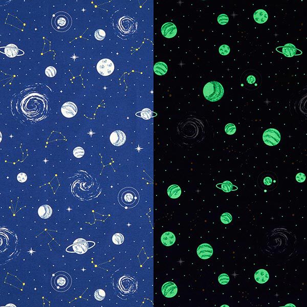 Decor Fabric Canvas Glow in the Dark Planetarium – navy blue,  image number 1