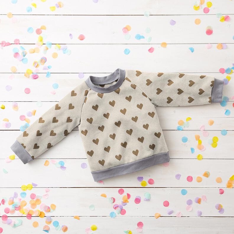 Jacquard Jersey Glitter hearts | Poppy Fabrics – natural/metallic gold, image number 6