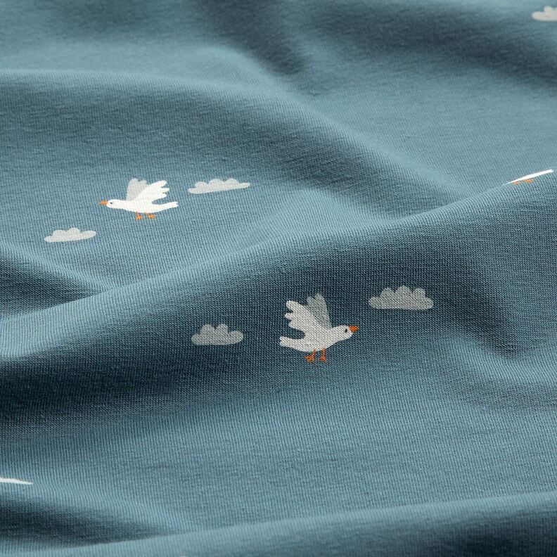 Cotton Jersey little seagulls &ndash; blue,  image number 2