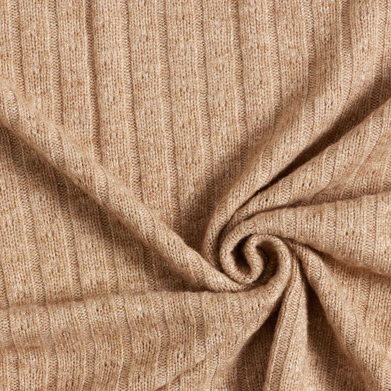 Knit Fabric Ajour elegant glitter stripes – light brown,  image number 3