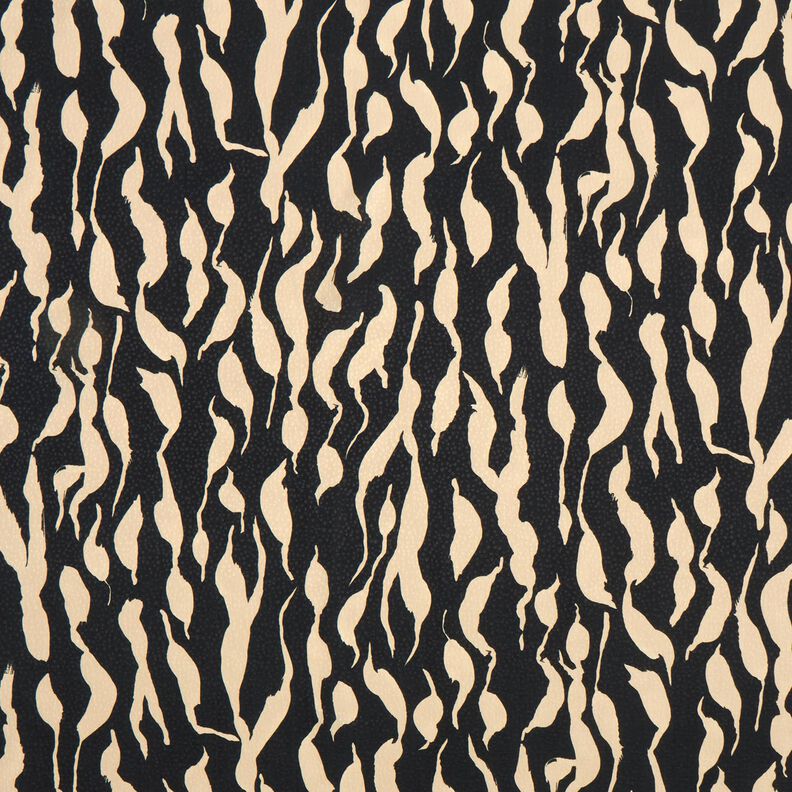 viscose fabric abstract zebra pattern – black/light beige,  image number 1