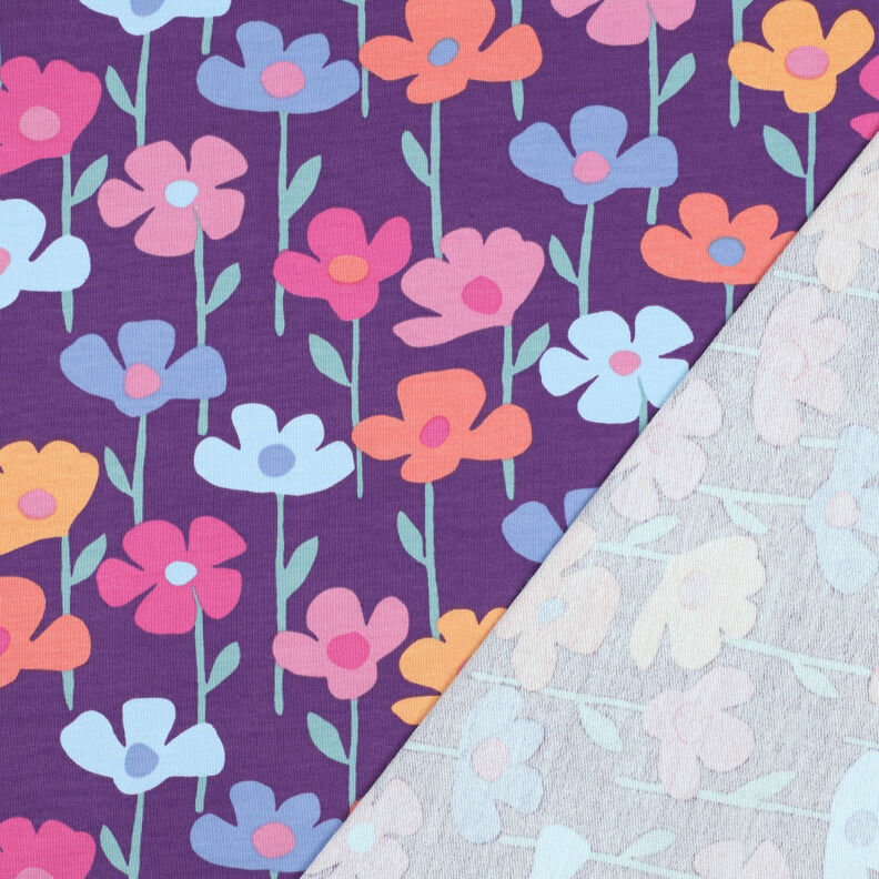 French Terry colourful flowers | Poppy Fabrics – red lilac, image number 4